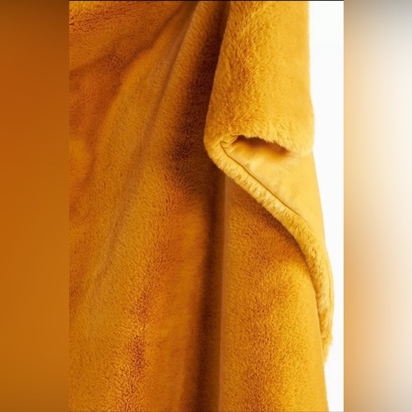 Anthropologie Bedding Anthropologie Sophie Orange Mustard Faux Fur Throw Poshmark